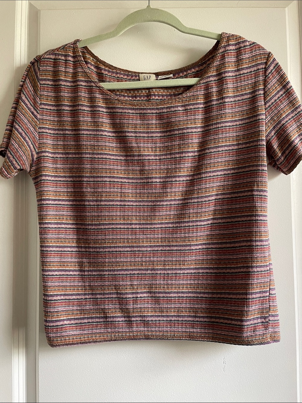 GAP Short Sleeve Ribbed Tee multicolor striped rainbow